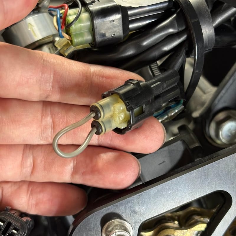 車体側の黒い2極カプラーにキャンセラーを差したところ